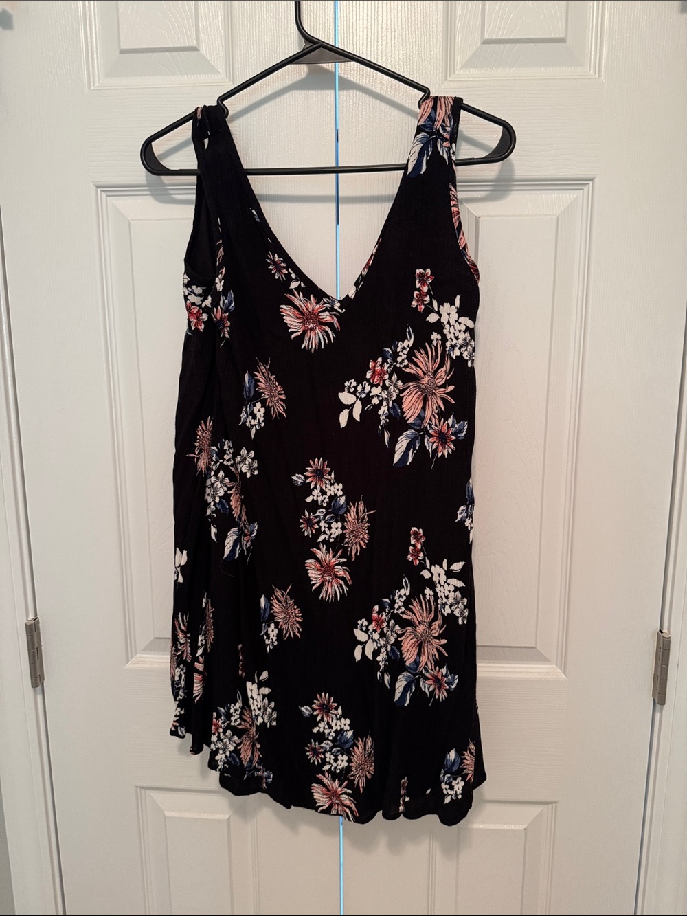 Newbury Kustom Black Floral Midi Dress with Pink and Blue Flowers